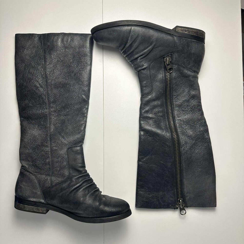 Zigi Soho “Mixer” Distressed Dark Grey Leather Tall Boots – Size 9 - Picture 2 of 13